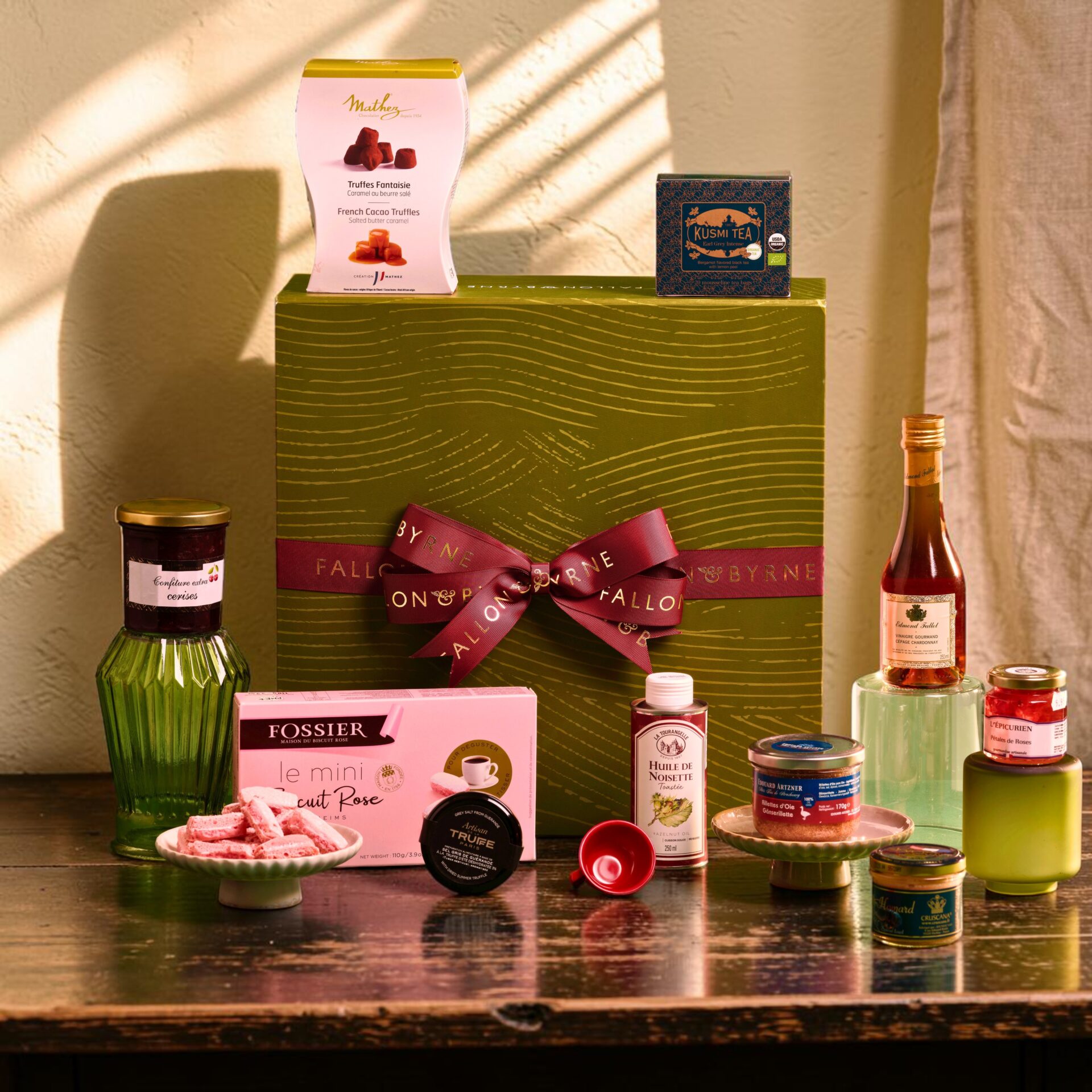 A french gift basket with artisanal goods, the french connection is a premium hamper gift